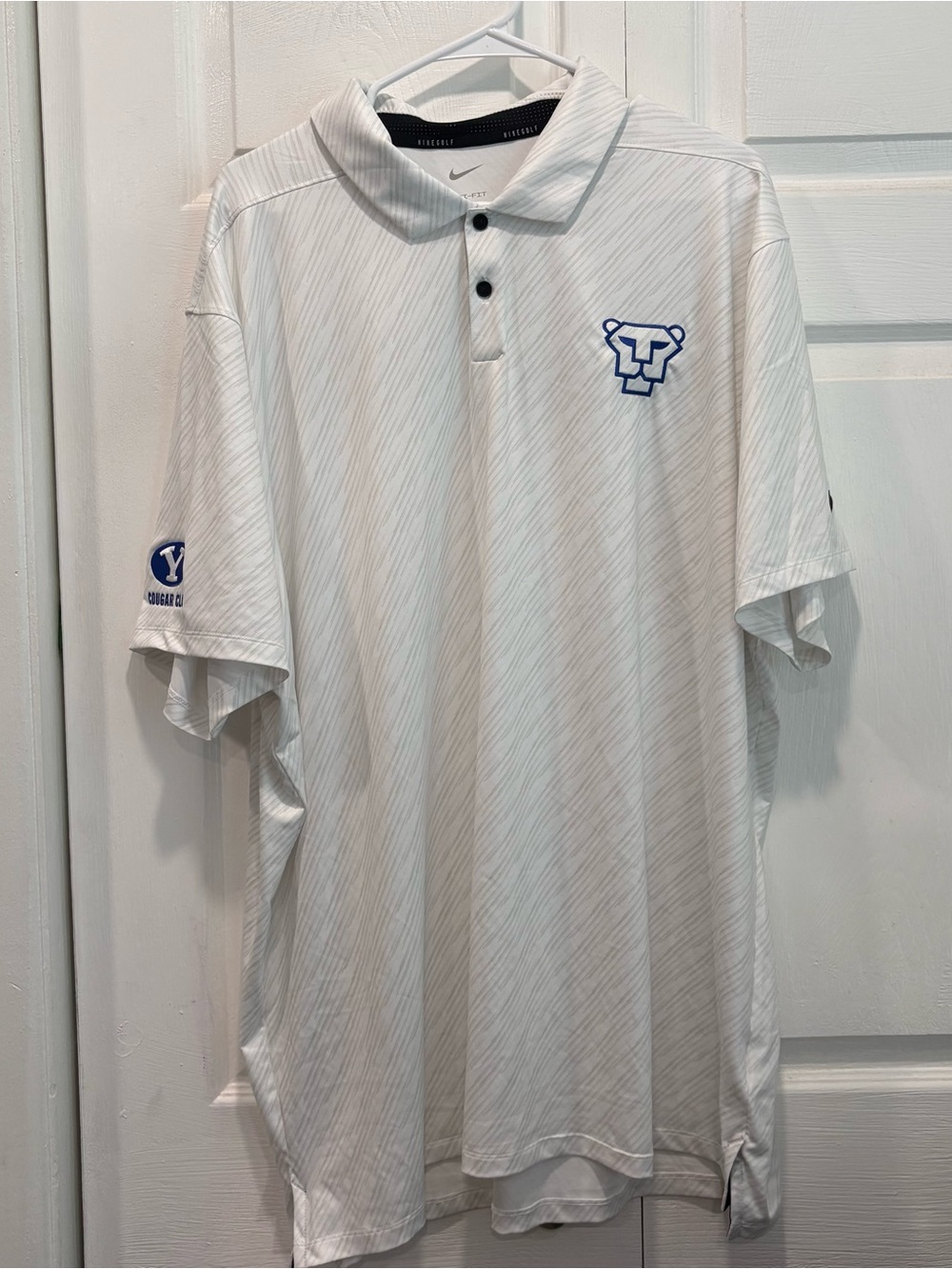 Nike Golf BYU Cougar Club White & Gray Dri-Fit Short Sleeve Polo - Size XXL